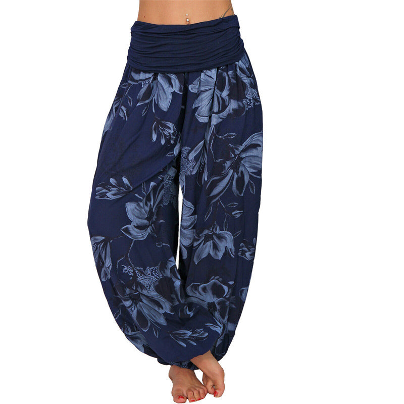 Nimara Ritual Flower Leaves Pattern Loose Harem Trousers Women's Yoga Pants