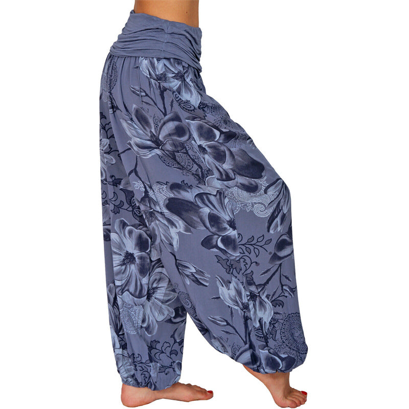 Nimara Ritual Flower Leaves Pattern Loose Harem Trousers Women's Yoga Pants