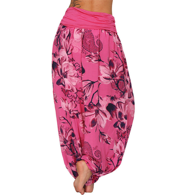Nimara Ritual Flower Leaves Pattern Loose Harem Trousers Women's Yoga Pants