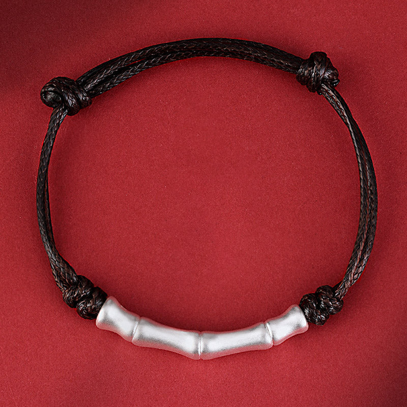 Nimara Ritual 999 Sterling Silver Bone Pattern Luck Rope Braided Bracelet