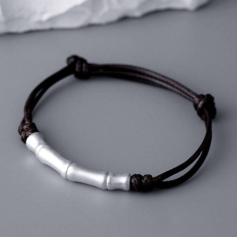 Nimara Ritual 999 Sterling Silver Bone Pattern Luck Rope Braided Bracelet
