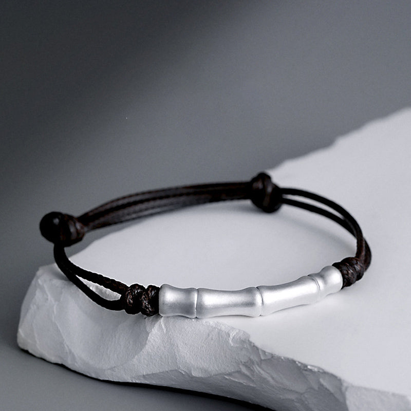 Nimara Ritual 999 Sterling Silver Bone Pattern Luck Rope Braided Bracelet