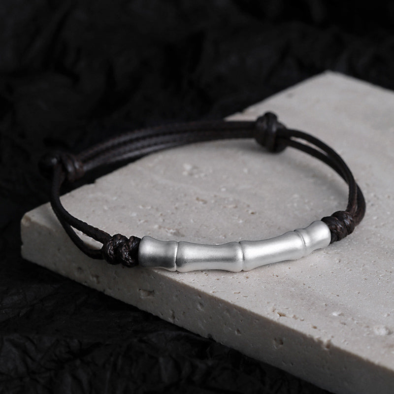 Nimara Ritual 999 Sterling Silver Bone Pattern Luck Rope Braided Bracelet