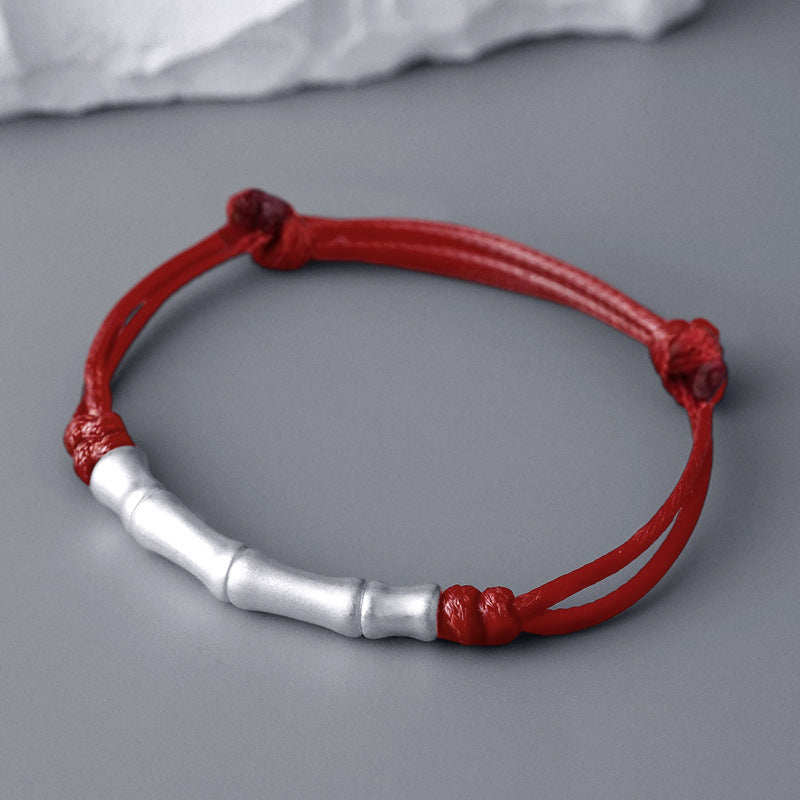 Nimara Ritual 999 Sterling Silver Bone Pattern Luck Rope Braided Bracelet