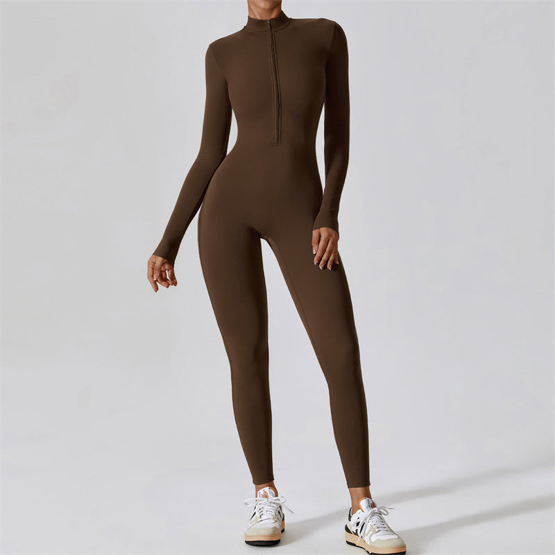 Nimara Ritual Women Zipper Long Sleeve Shapewear Jumpsuit Sports Fitness Yoga Bodysuit