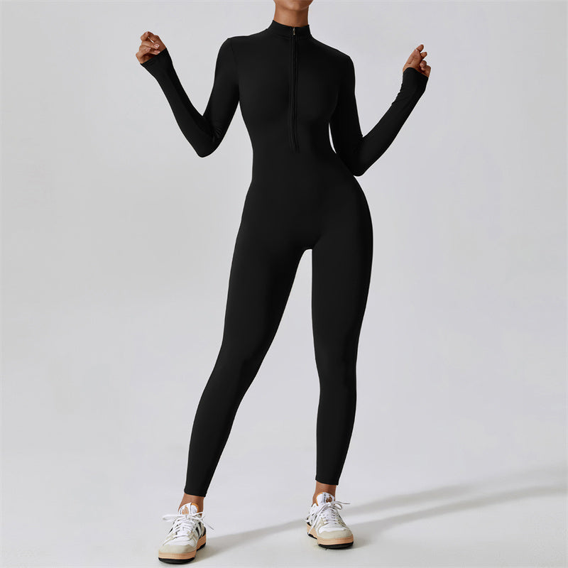 Nimara Ritual Women Zipper Long Sleeve Shapewear Jumpsuit Sports Fitness Yoga Bodysuit