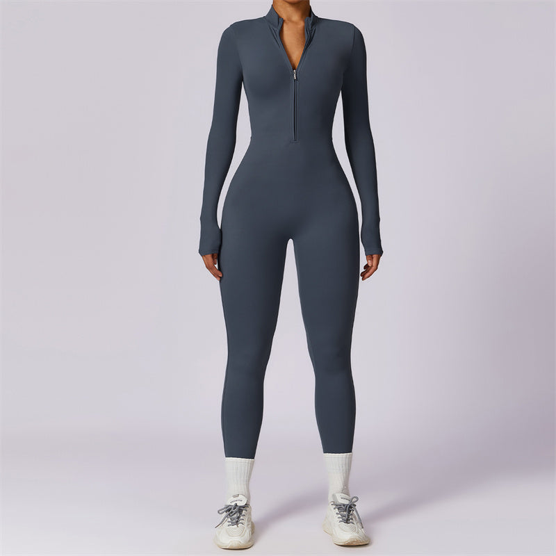 Nimara Ritual Women Zipper Long Sleeve Shapewear Jumpsuit Sports Fitness Yoga Bodysuit