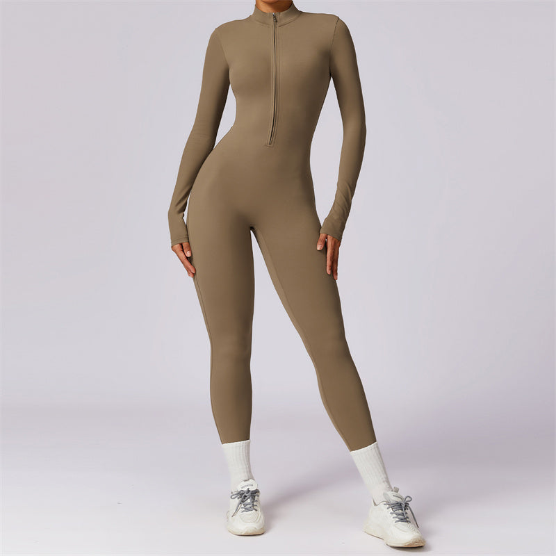 Nimara Ritual Women Zipper Long Sleeve Shapewear Jumpsuit Sports Fitness Yoga Bodysuit