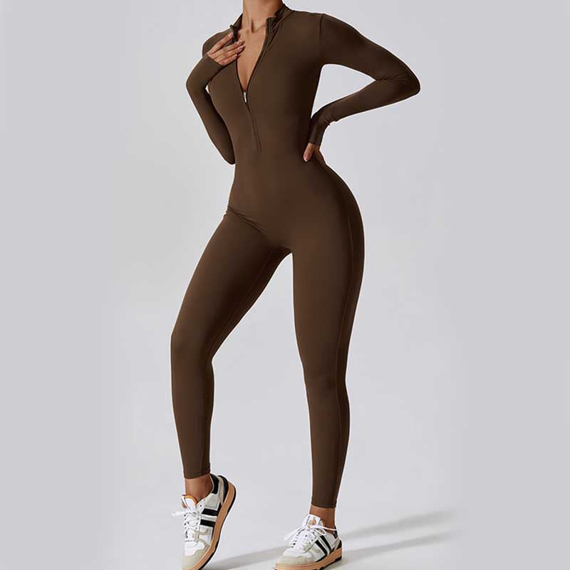 Nimara Ritual Women Zipper Long Sleeve Shapewear Jumpsuit Sports Fitness Yoga Bodysuit