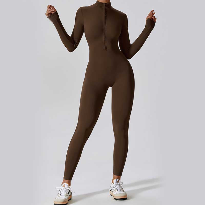 Nimara Ritual Women Zipper Long Sleeve Shapewear Jumpsuit Sports Fitness Yoga Bodysuit
