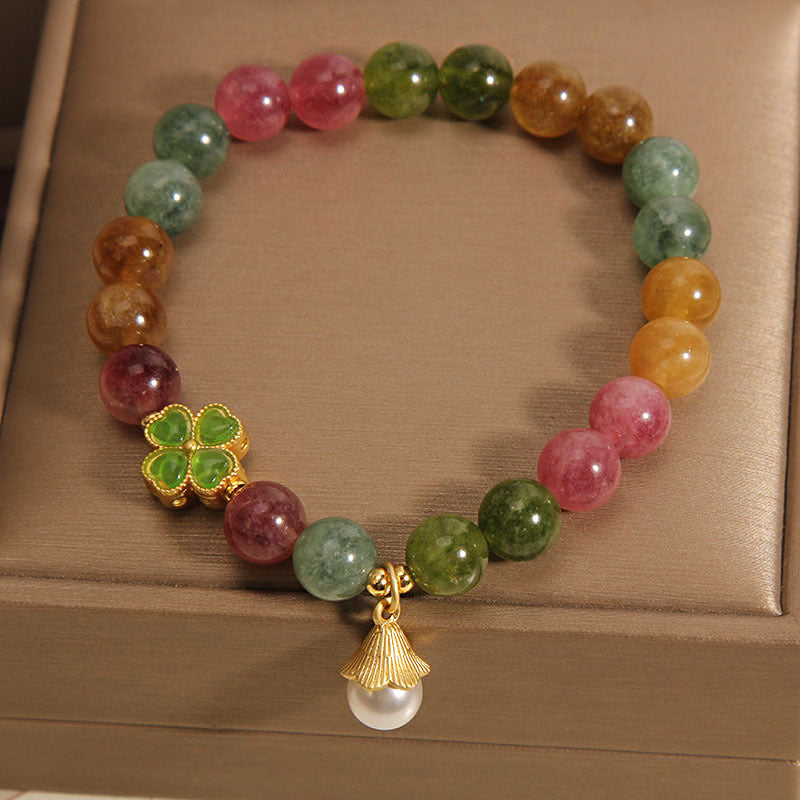 Nimara Ritual Colorful Tourmaline Four Leaf Clover Flower Wisdom Bracelet