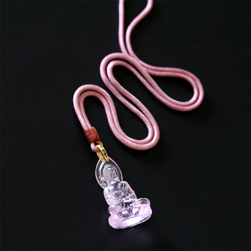 Nimara Ritual Blue Tathagata Buddha Medicine Buddha Liuli Crystal Serenity Amulet Necklace Pendant