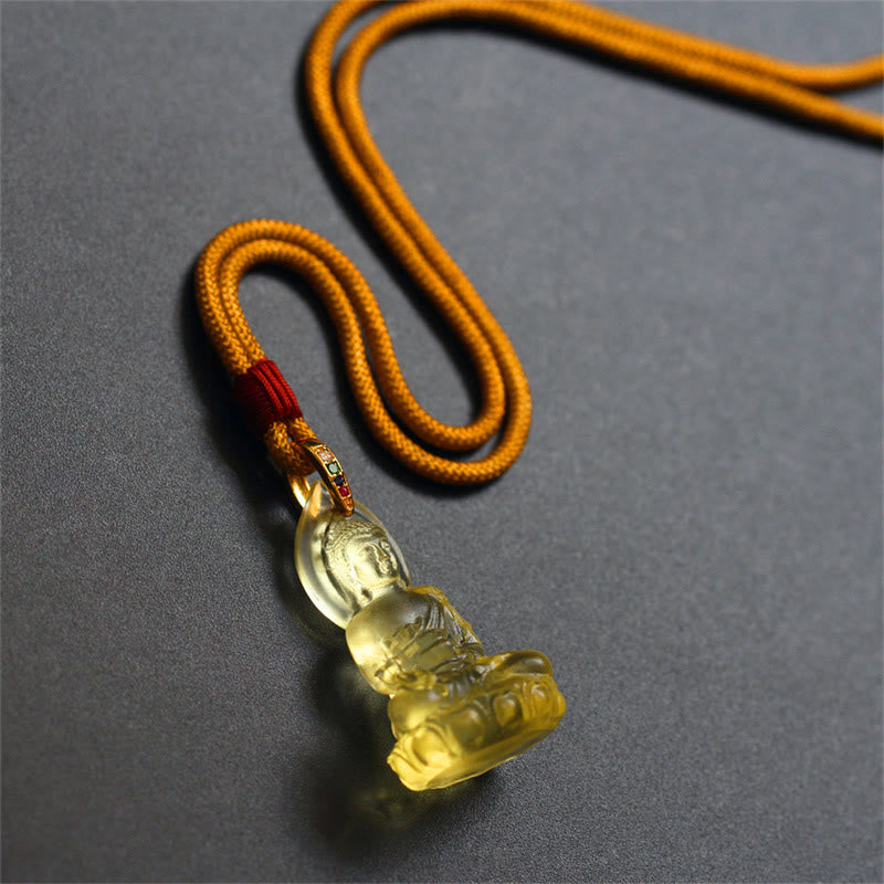 Nimara Ritual Blue Tathagata Buddha Medicine Buddha Liuli Crystal Serenity Amulet Necklace Pendant