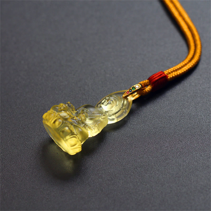 Nimara Ritual Blue Tathagata Buddha Medicine Buddha Liuli Crystal Serenity Amulet Necklace Pendant