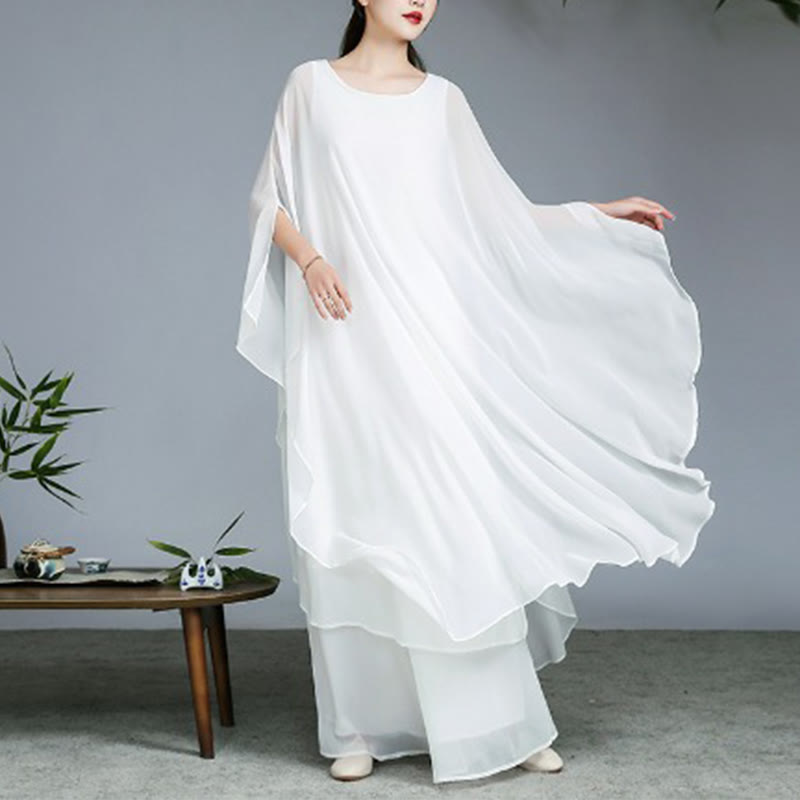 Nimara Ritual Simple Pattern Midi Dress Wide Leg Pants Meditation Spiritual Zen Practice Yoga Dance Clothing