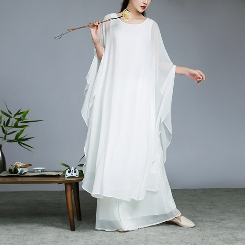 Nimara Ritual Simple Pattern Midi Dress Wide Leg Pants Meditation Spiritual Zen Practice Yoga Dance Clothing