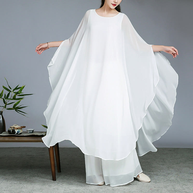 Nimara Ritual Simple Pattern Midi Dress Wide Leg Pants Meditation Spiritual Zen Practice Yoga Dance Clothing