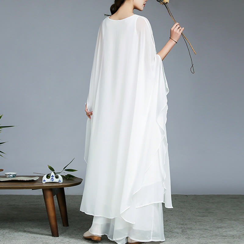 Nimara Ritual Simple Pattern Midi Dress Wide Leg Pants Meditation Spiritual Zen Practice Yoga Dance Clothing