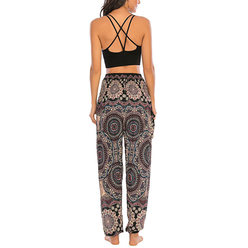 Nimara Ritual Boho Loose Round Geometric Pattern Harem Trousers Women's Yoga Pants