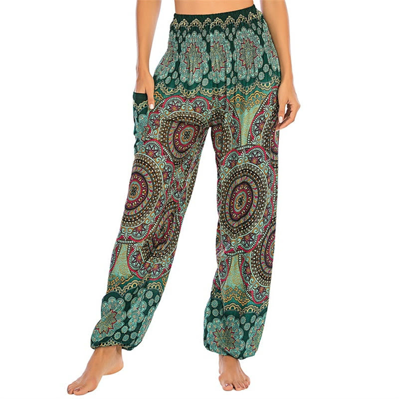 Nimara Ritual Boho Loose Round Geometric Pattern Harem Trousers Women's Yoga Pants