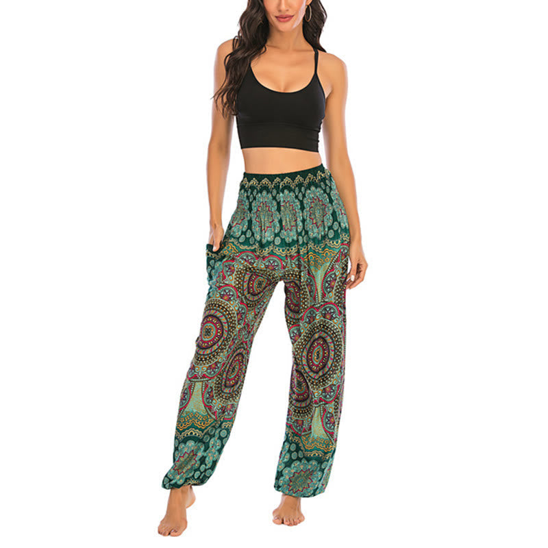Nimara Ritual Boho Loose Round Geometric Pattern Harem Trousers Women's Yoga Pants