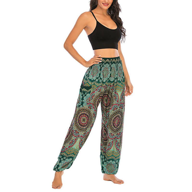 Nimara Ritual Boho Loose Round Geometric Pattern Harem Trousers Women's Yoga Pants