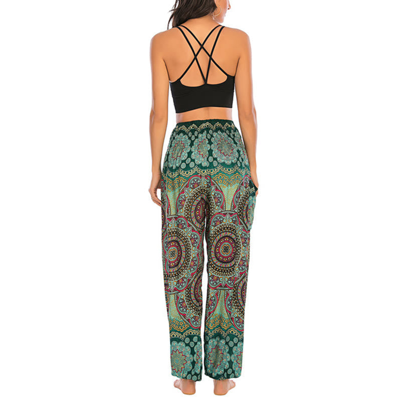 Nimara Ritual Boho Loose Round Geometric Pattern Harem Trousers Women's Yoga Pants