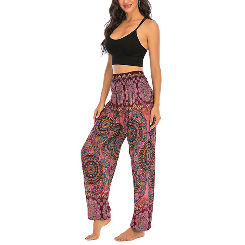 Nimara Ritual Boho Loose Round Geometric Pattern Harem Trousers Women's Yoga Pants