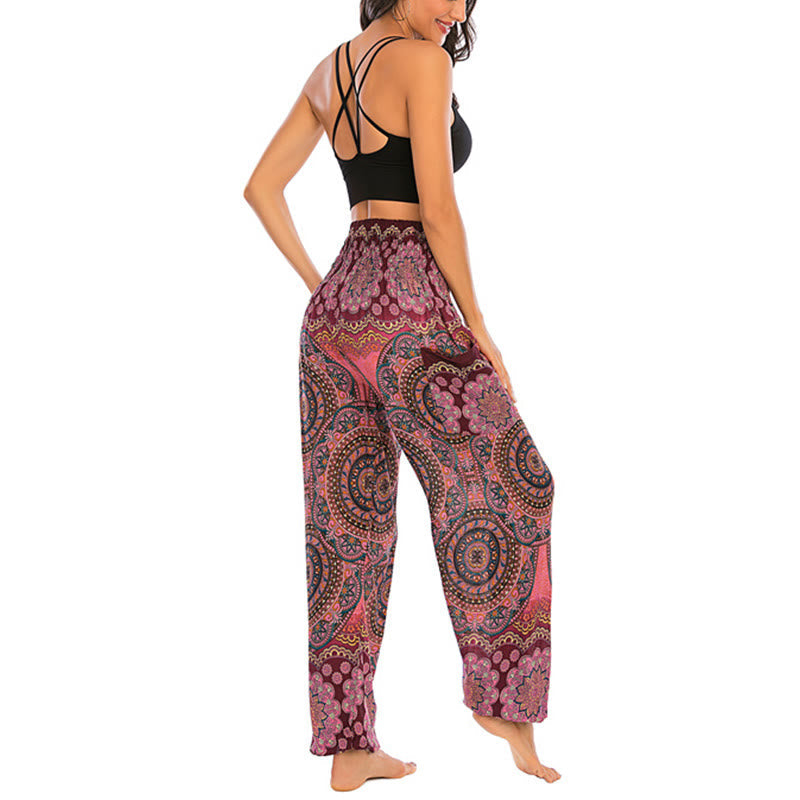 Nimara Ritual Boho Loose Round Geometric Pattern Harem Trousers Women's Yoga Pants