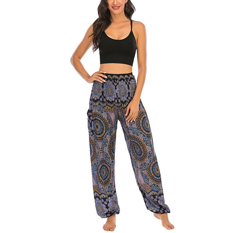 Nimara Ritual Boho Loose Round Geometric Pattern Harem Trousers Women's Yoga Pants