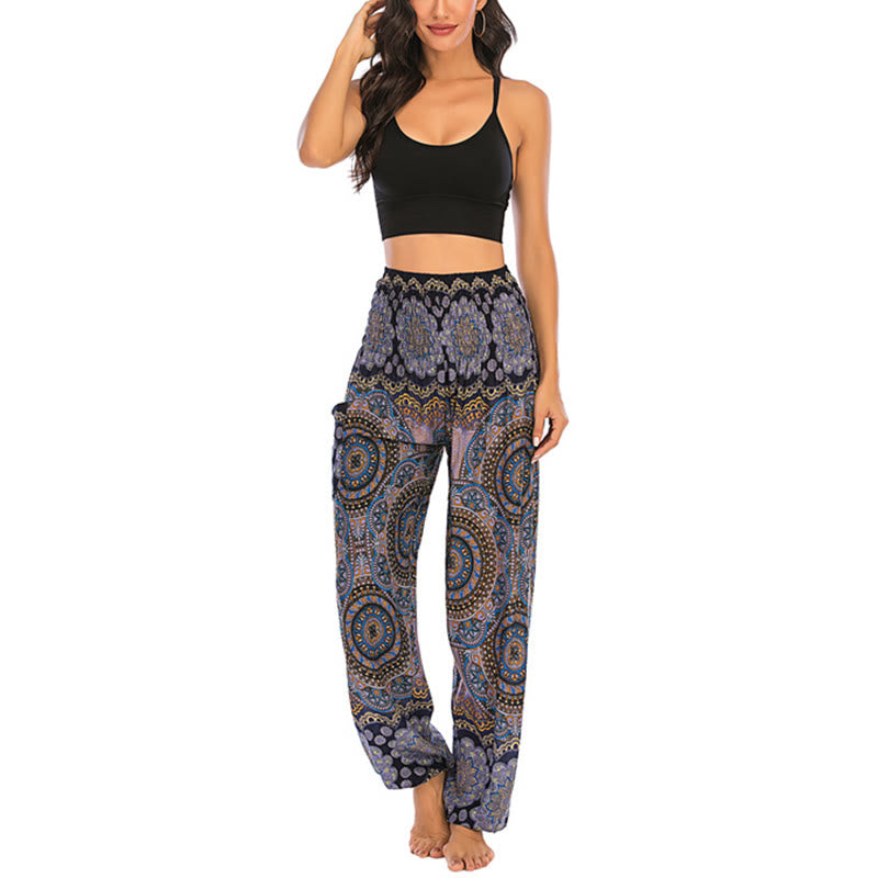 Nimara Ritual Boho Loose Round Geometric Pattern Harem Trousers Women's Yoga Pants