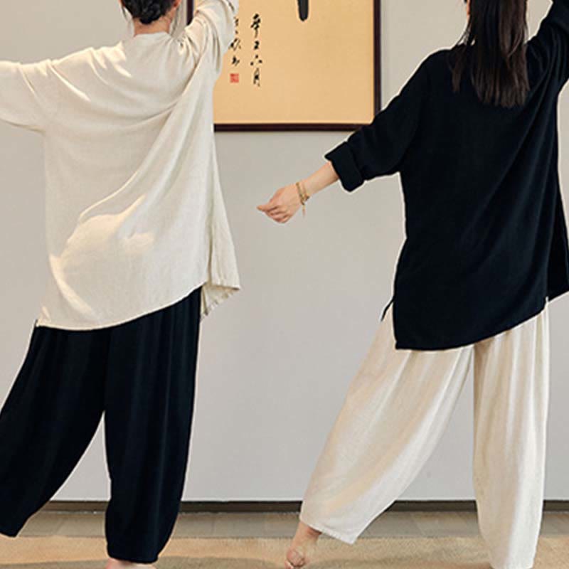 Nimara Ritual Plain Long Sleeve Coat Jacket Top Wide Leg Pants Zen Tai Chi Yoga Meditation Clothing