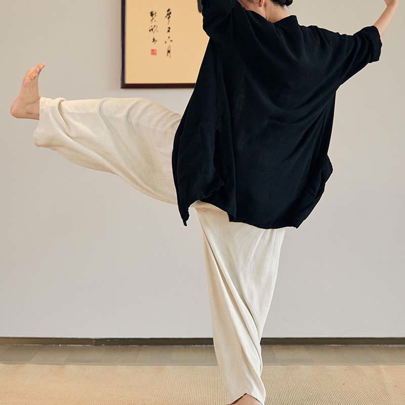 Nimara Ritual Plain Long Sleeve Coat Jacket Top Wide Leg Pants Zen Tai Chi Yoga Meditation Clothing