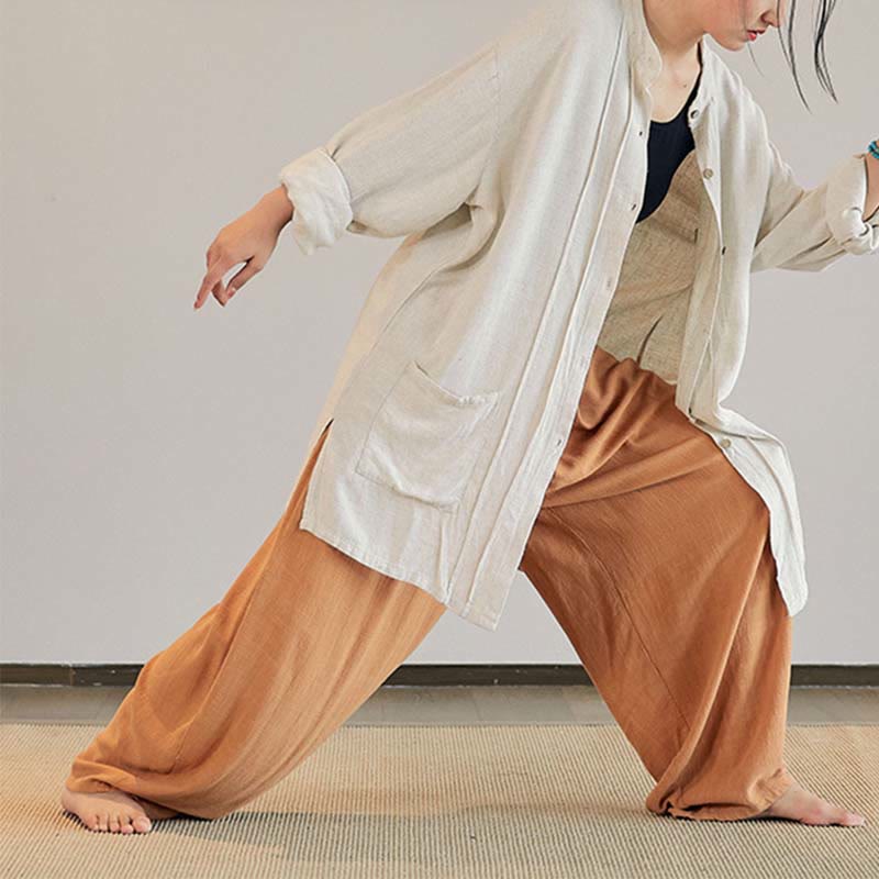 Nimara Ritual Plain Long Sleeve Coat Jacket Top Wide Leg Pants Zen Tai Chi Yoga Meditation Clothing
