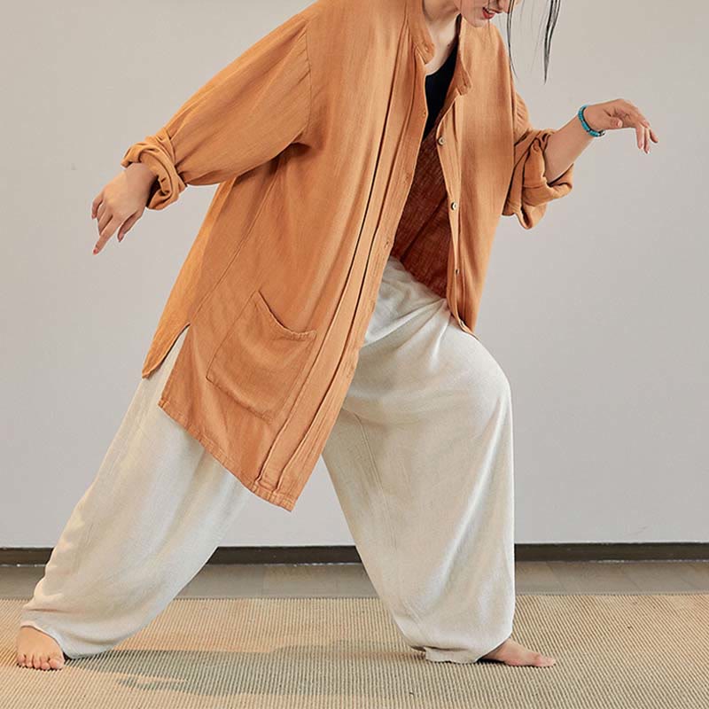 Nimara Ritual Plain Long Sleeve Coat Jacket Top Wide Leg Pants Zen Tai Chi Yoga Meditation Clothing