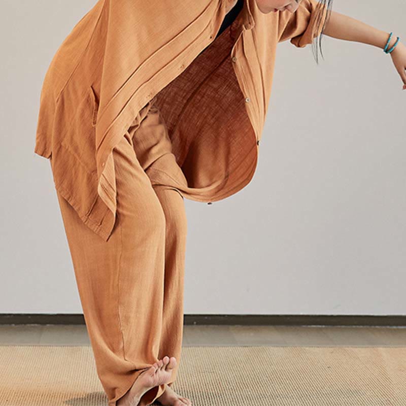 Nimara Ritual Plain Long Sleeve Coat Jacket Top Wide Leg Pants Zen Tai Chi Yoga Meditation Clothing