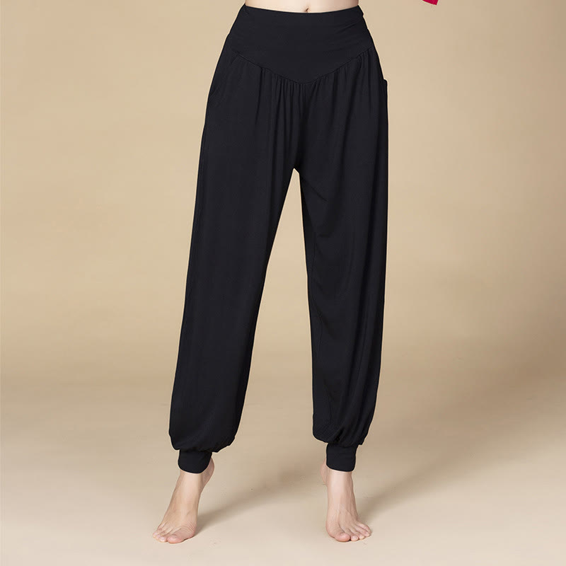 Nimara Ritual Solid Color Modal Yoga Dance High Waist Harem Pants With Pockets