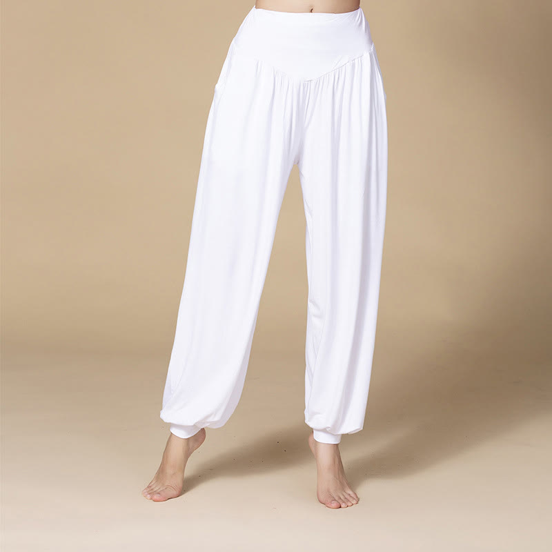 Nimara Ritual Solid Color Modal Yoga Dance High Waist Harem Pants With Pockets