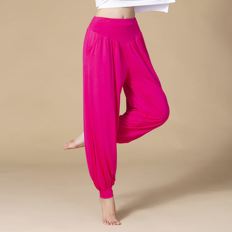 Nimara Ritual Solid Color Modal Yoga Dance High Waist Harem Pants With Pockets