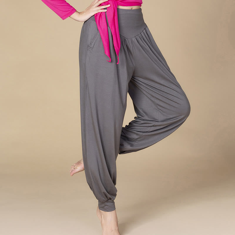 Nimara Ritual Solid Color Modal Yoga Dance High Waist Harem Pants With Pockets