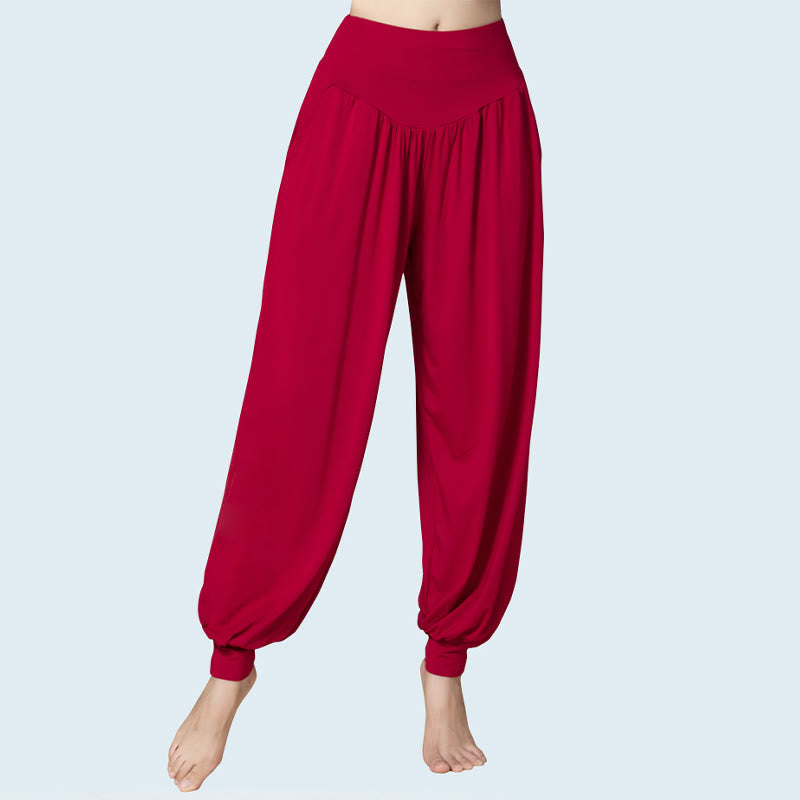 Nimara Ritual Solid Color Modal Yoga Dance High Waist Harem Pants With Pockets