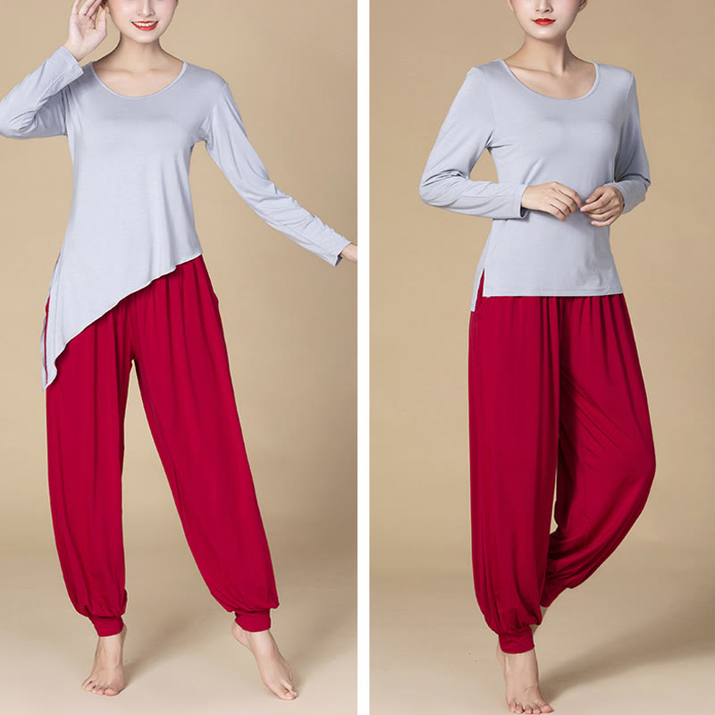 Nimara Ritual Solid Color Modal Yoga Dance High Waist Harem Pants With Pockets