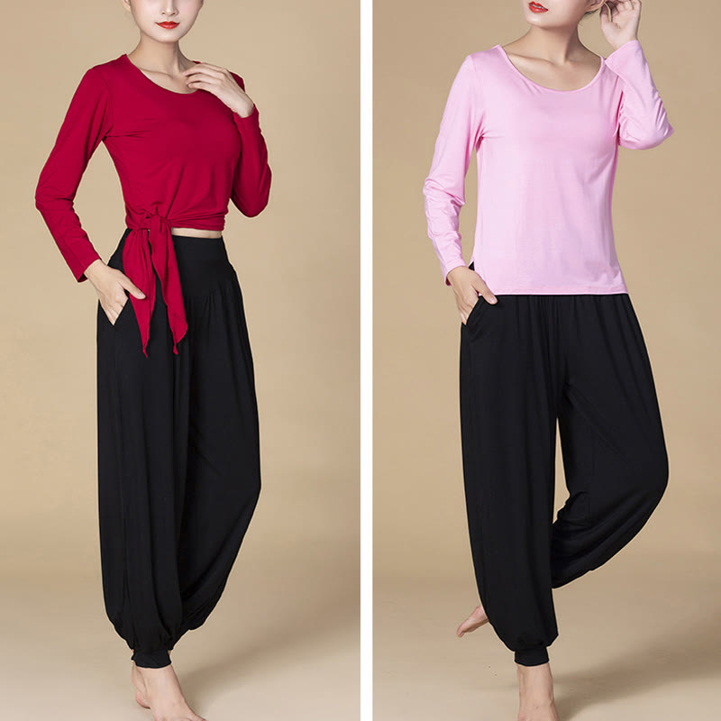 Nimara Ritual Solid Color Modal Yoga Dance High Waist Harem Pants With Pockets