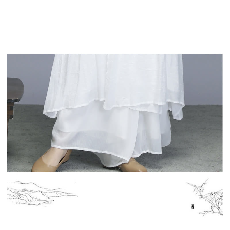 Nimara Ritual Hanfu Style Midi Dress Wide Leg Pants Meditation Zen Practice Yoga Dance Clothing