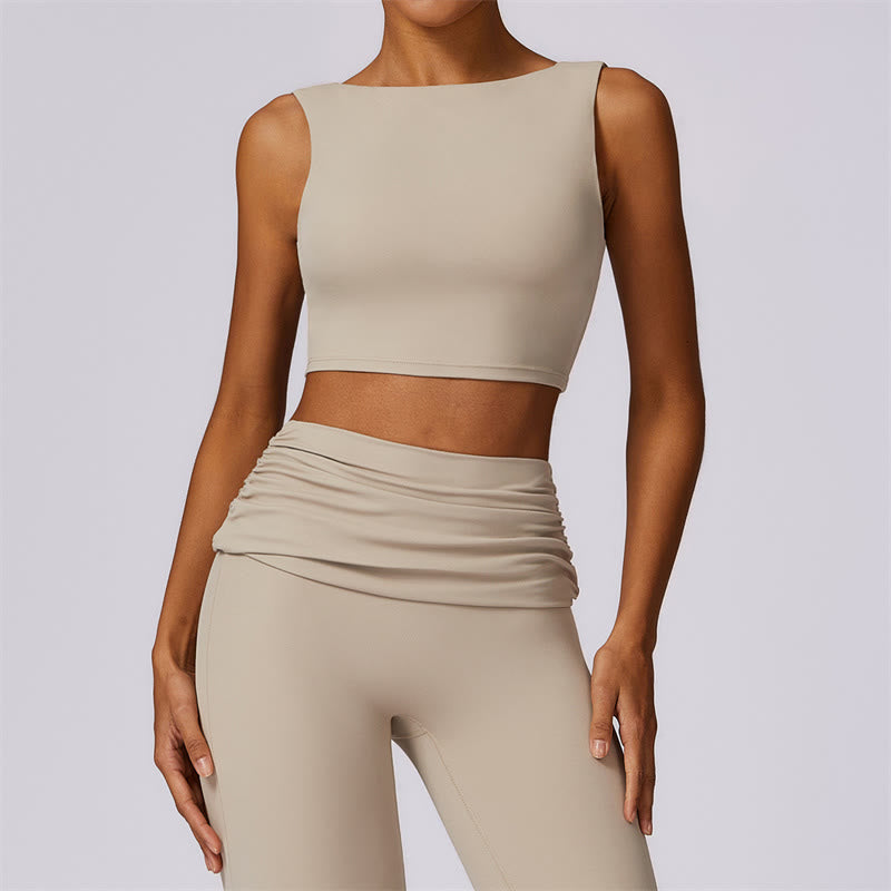 Nimara Ritual Sleeveless Backless Strap Tank Top Bra Flared Pants Sports Fitness Yoga