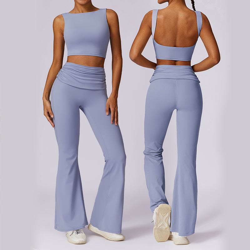 Nimara Ritual Sleeveless Backless Strap Tank Top Bra Flared Pants Sports Fitness Yoga