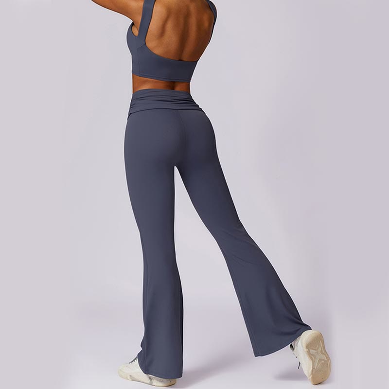 Nimara Ritual Sleeveless Backless Strap Tank Top Bra Flared Pants Sports Fitness Yoga