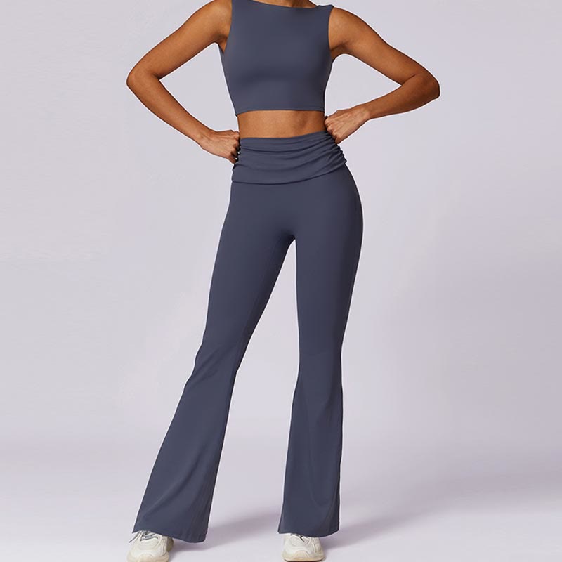 Nimara Ritual Sleeveless Backless Strap Tank Top Bra Flared Pants Sports Fitness Yoga