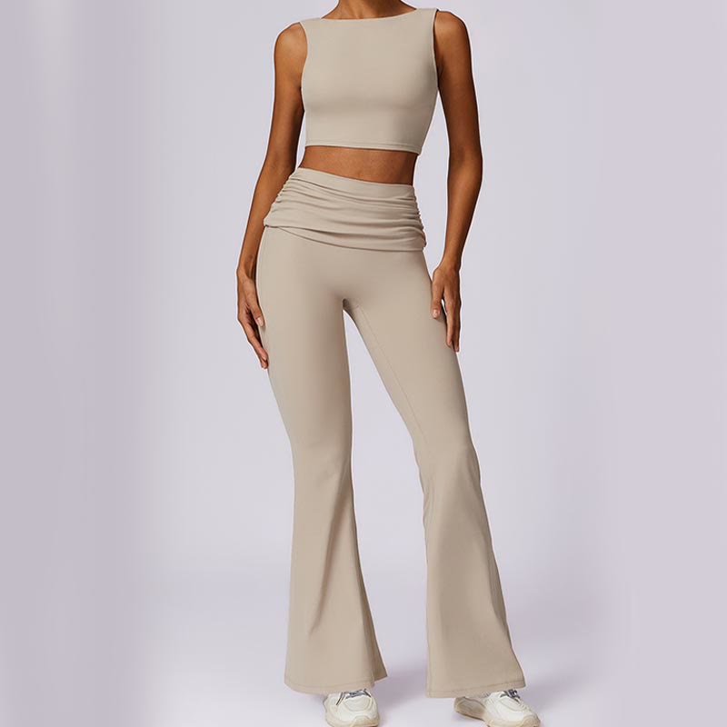 Nimara Ritual Sleeveless Backless Strap Tank Top Bra Flared Pants Sports Fitness Yoga