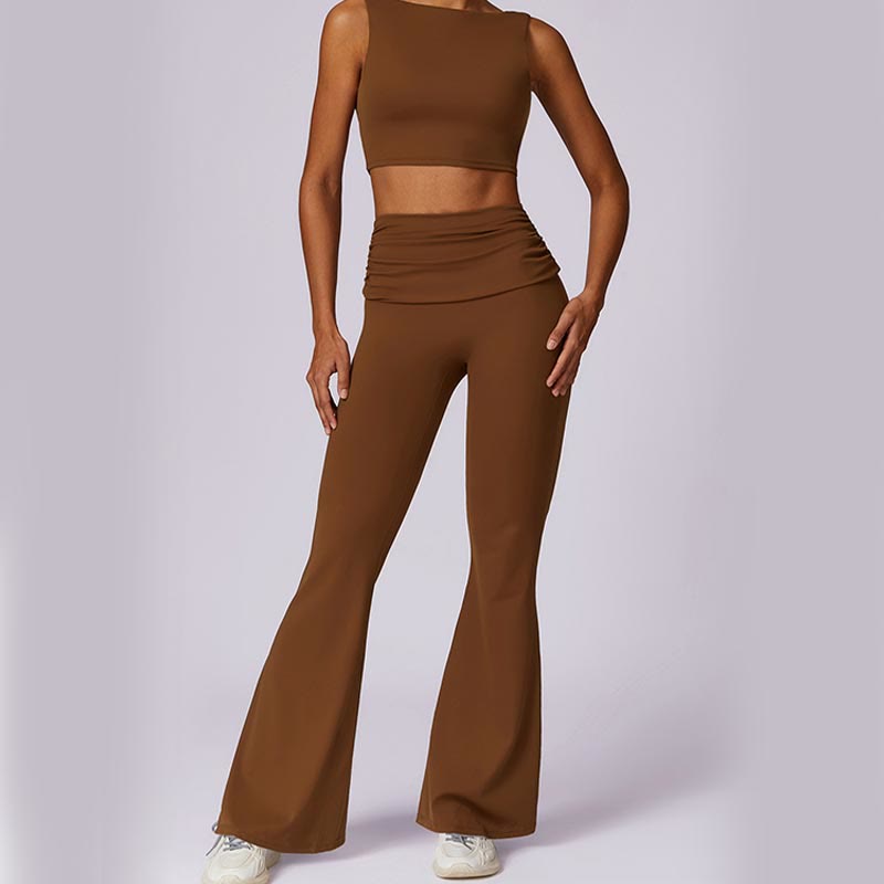 Nimara Ritual Sleeveless Backless Strap Tank Top Bra Flared Pants Sports Fitness Yoga